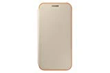 Samsung Coque Folio à Rabat pour Samsung Galaxy A3 2017 - Doré/Orange Fluo