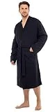 Insignia Homme 100% Cotton Robe de Chambre Peignoir, Souple Gaufré Duvet Vêtement de Loisirs - Noir, 3XL