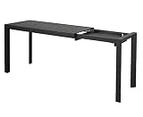 Chicreat - Table à rallonge en aluminium, 127 à 165 x 57 x 71,5 cm, Noir