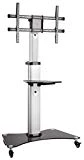 RICOO Meuble sur pied TV Roulettes Design FS07XL Support en verre colonne LED LCD Plasma QE OLED Smart socle de tele écran original meubles téléviseurs rack VESA 600x400 universel hauteur réglable