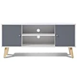 IDMarket - Meuble TV EFFIE scandinave 2 portes bois blanc et gris