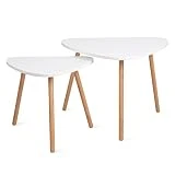 Homfa Tables Gigognes Scandinaves Lot de 2 Tables Basses Blanche de Café (Triangle)