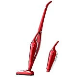 Aspirateur Balai Sans Fil Sans Sac, Homever 120W Puissant 2 en 1 Aspirateur Sans Sacs Idéal pour Poils, Tapis, Voiture, Rouge [Classe énergétique A ]