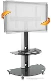 RICOO Meuble sur Pied TV roulettes Design FS0502 Support en Verre Colonne LED LCD Plasma QE OLED 3D 4K Smart Socle de Tele écran Original Meubles téléviseurs Rack VESA 600x400 Universel