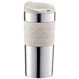 BODUM - Mug - Gobelet de voyage isotherme en inox, double paroi, couvercle à clapet - 0.35 l - Blanc Crème