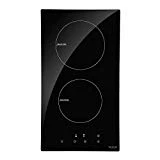 NOXTON Plaque de Cuisson à Induction Encastrable Cuiseur de Table électrique 2 foyers de Cuisson en Verre Noir Avec Capteur Contrôles Tactiles