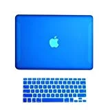 Topideal 2 en 1 Mat givré Coque rigide pour MacBook Unibody Blanc 33 cm 33 cm (modèle : A1342 à partir d'octobre 2009) + clavier Coque, plastique, bleu marine, 13' (33 cm)
