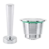 Kit Tamper à café pour Nespresso machine à café en inox + Capsule rechargeable de machine café nespresso en inox + Cuillère de mesure