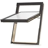 Fenêtre De Toit avec Ouverture par Rotation Haute, Verre De Sécurité et Raccord d'étanchéité Tuile - S6A, 114x118 cm