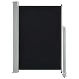 vidaXL Auvent Latéral Rétractable Patio Noir Pare Soleil Pare-Vue Brise-Vent