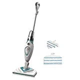 Black & Decker FSM1616-QS Balai vapeur Filaire - Temps de chauffe : 20 s - 2 patins pour sol et tête delta 1600, 350 ml, Blanc/Bleu