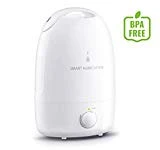 Homasy Humidificateur Bébé, Humidificateur d'Air Chambre Ultrasonique 3L,Humidificateur d'Air Maison avec 10-25 Heures Temps de Fonctionnement, Arrêt Automatique, Brume Fraîche Super Silencieux-Blanc
