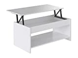 Movian - Table basse avec plateau relevable et petite étagère Aggol Modern, 50 x 100 x 44, Blanc