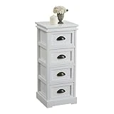 IDIMEX Chiffonnier LANDHAUS Commode 4 tiroirs en Bois de Paulownia Style Shabby Chic Vintage Classique Blanc