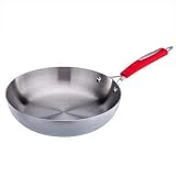 Axxiu Pots de cuisson Poêles Poêle à frire Acier inoxydable avec poignée en silicone Poêle Poêle Cuisson saine sans huile pour cuisine à domicile ou restaurant pour Induction/Gaz, Poêle à frire arg