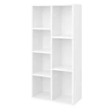 VASAGLE Bibliothèque à 7 casier, Bibliothèque Debout Robuste, Etagère de Rangement, Meuble de TV, 50 x 24 x 106 cm (L x 1 x H), Blanc LBC27WT
