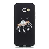 Nodigo Coque Compatible avec Samsung Galaxy A5 2017 Silicone Motif Drôle Noir Créatif Antichoc Pas Cher TPU Étui Anti Choc Bumper Kawaii Mat Case Cover One Piece Housse - Planète