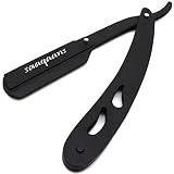 Saaqaans BSR-01 Professionnel Rasoir à main - Manuel du Coiffeur pliant Rasoir à main Traditionnel pour Hommes Avec une Pochette élégante en noir (Acier Inoxydable Noir)