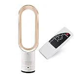 Molare Fan sans Lame,Ventilateur sans Lame,avec télécommande et Minuterie, Vitesse du Vent réglable, Rotation Arrière Et Faible Bruit, Facile à Nettoyer,Support pour Bureau à Domicile - Or