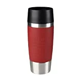 Emsa 513356 TRAVEL MUG,  Mug isotherme fermeture par pression Quick Press, 100% hermétique, silicone, 360 ml, Rouge