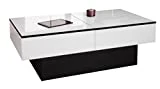 Berlioz Creations Amelie Table Basse, Panneaux de Particules, Blanc Brillant/Noir, 113 x 60 x 40 cm