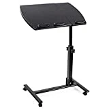 D4P Display4top Table pour Ordinateur à roulettes Pliable Portable Hauteur Réglable Pivotant 360° avec Support de Souris Latéral Inclinable 180° 4 roulettes Verrouillables,Noir