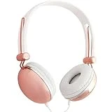 Lily England Casque Audio Ultraléger, Superbe Couleur (Or Rose) - Son de Qualité HiFi, Beau Design Confortable, Oreillettes Blanches - Télécommande sur Câble, Micro Intégré Contrôle Volume/Sélection