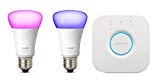 Philips Hue Kit de démarrage 2 ampoules White & Color E27 + pont de connexion - Fonctionne avec Alexa