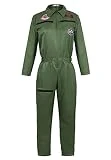 AIZEN Déguisement Top Gun pour Pilote Combinaison de vol Femme Adultes Costume Halloween Cosplay Vêtements de Travail