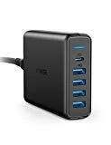 Anker USB-C Chargeur Secteur USB PowerPort I 60W 5 Ports avec 1 Port USB Type-C Power Delivery pour iPhone X / 8 / 8 Plus, MacBook, Samsung Galaxy S8, Nexus 6P et PowerIQ pour iPhone, iPad et Android