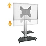 RICOO Meuble sur Pied TV roulettes Design FS0200 Support en Verre Colonne LED LCD Plasma QE OLED 4K Smart Socle Tele écran Original Meubles téléviseurs Rack VESA 400x400 Universel Hauteur réglable