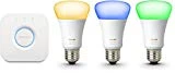 Philips Hue Kit de Démarrage White And Color Ambiance avec 3 X E27 10 W [Pont Inclus], Un Kit de Lampes Connectées - Ampoules à Variation de Couleurs - Fonctionne avec Alexa