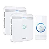 Sonnette Sans Fil AVANTEK D-3W 400m Sonnette de Porte Étanche Kit de Carillon Electronique avec 2 Récepteurs Enfichables, 52 Mélodies pour Maison, Bureau, Hôtel, etc (Blanc)