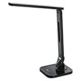 TaoTronics LED Lampe de Bureau 4 modes 5 Niveaux d'Intensité Réglable 14W Lampe de Table avec 1 Port Chargeur USB et Contrôle Tactile Fonction Minuterie et Mémoire Bras Repliable Classe Energétique A+