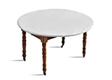 D'Clic - Protège Table Elastiqué Blanc -pour table ronde d'un diamètre de 110 jusqu'a 123 Cm maximum- Fabriqué en France