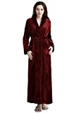 PUTUO Peignoir de Bain Femme Peignoir en Eponge Microfibre, Femme Robe de Chambre Longue Hiver Chaud