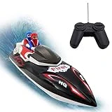 Felly RC Bateau, Bateaux radiocommandés de Course à Grande Vitesse 15 km/h Jouet Télécommande Imperméable Orientation Préscise à 180°2.4GHz, Alimenté par Batterie, pour Piscines et Lacs