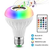 2 EN 1 Lampe Ampoule Bluetooth LED Couleurs E27 Enceinte Musique Hauts-parleurs RGB Lampe Couleur Intelligente Lumières Colorées Sans fils Lecture de musique Télécommande Ampoules Spéciales