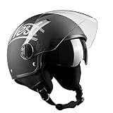 Westt Classic Sun Casque Moto Jet Vintage en Noir Mat pour Scooter Chopper - Casque de Moto Homme et Femme Demi-Jet - ECE Homologué