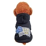CAOQAO Nouveaux Accessoires pour Animaux, Pull à la Mode imprimé Coeur, Automne et Hiver Chaud Vêtements de Chat, Chien VêTements Sweats à Capuche, pour Le Mariage,Festin,Festival(L,Noir)