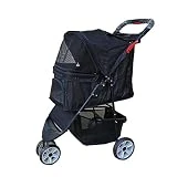 DOARG Voiture de Jogging de Poussette de Poussette de Chien de Chariot à Chat de Chien, Un abri Respirant léger multidirectionnel Se Pliant de Bouton du Vent