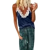 UFACE Caracos Dentelle Femme, Débardeur Chiffon Supersoft Unie Cache-cœur Bretelles Lace Patchwork Col V sans Manche Sexy Tank Mode Chemise elégant débardeurs Casual Camisole Gilet 2019 été New