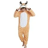 Modaka Costume Onesies, Unisexe Flanelle Kigurumi Combinaison Pyjama Outfit Noël Nuit Vêtements Onesie pour Enfants, Les Adultes et Les Adolescents (147cm-195cm)- XL，Cerf