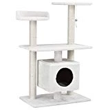 [en.casa] chats arbre à chat [env. 60 x 40 x 95 cm][blanc] paniers douillets / plateformes d'observation / sisal / avec de nombreuses possibilités de jouer et de câliner