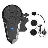 Kit Main Libre Moto, BETOWEY 1x BT-S3 Intercom Moto Bluetooth Oreillette 1000m Helmet Headset Avec la Radio