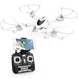 DBPOWER FPV Drone avec Caméra WiFi Live Video, 4 Channel 6 Axe RTF Quadricoptère RC avec Mode sans Tête, Maintien d'altitude,Vol de Trajectoire, 360°Flips, pour Les Débutants et Les Enfants, Blanc
