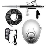 GANZTON Gangton Airbrush Kit compresseur d'air avec compresseur Double Action Pistolet et Pression réglable pour Ongles Tattoos Nailart Kuchen Maquillage et Autres travaux manuels Gris