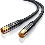 Premium 3,0m câble d'antenne / TV / Facteur de blindage 135 dB / Résistance 75 Ohm | Câble coaxial (Koax) HDTV / Full HD | Prise Koax sur câble Koax (prise IEC sur fiche IEC) | Boîtier en métal / contacts plaqués d'or | noir