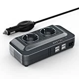 BESTEK Convertisseur 12v 220v 230v 200W Prise Allume Cigare Transformateur de Tension, 4 Ports USB et 2 Prises EU, Chargeur Voiture Camping Car avec Multi Protections et Soft Start