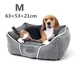 Pecute Panier Chien, Lit pour Chien, Panier pour Chien, Panier Lit pour Chien Chat Animaux Favoris Coussin Amovible Gris Chaud Lavable en Machine Taille M 63×53×21cm